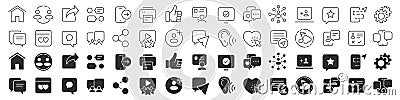 Social media line excellent icons collection in two different styles. Thin outline icons pack. Vector illustration eps10 Vector Illustration