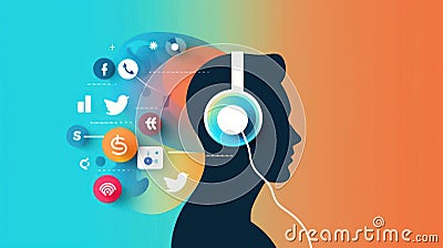 A Social media listening icon representing the monitoring and analysis of social media channels to created with Generative AI Stock Photo