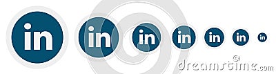 Linkedin icon in different sizes. Vector Illustration