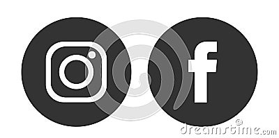 Social media logos icon Instagram and facebook element design vector Editorial Stock Photo