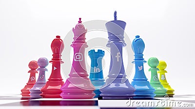 Social Media Marketing Chess social networks Editorial Stock Photo