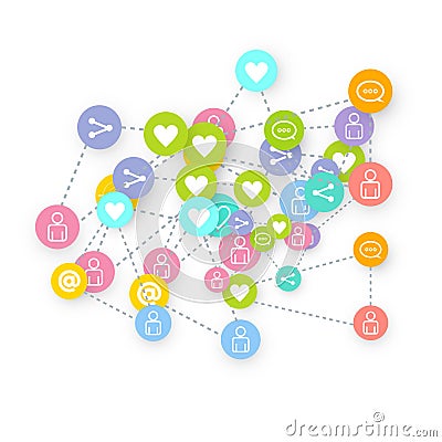 Social media marketing, Communication networking Vector Illustration