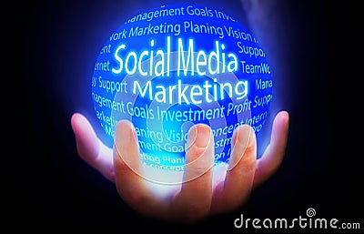 Social Media Marketing blue background plan Stock Photo