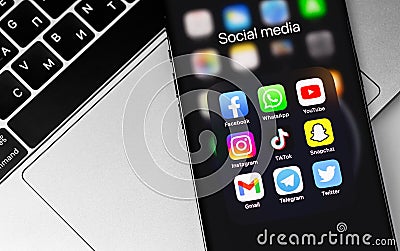 social media mobile apps icons Editorial Stock Photo