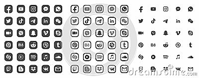 Social Media Modern Flat Web Icons Collection Vector Vector Illustration