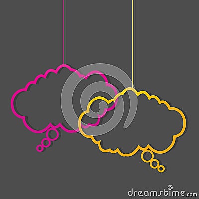 Social media neon color speech bubbles Vector Illustration