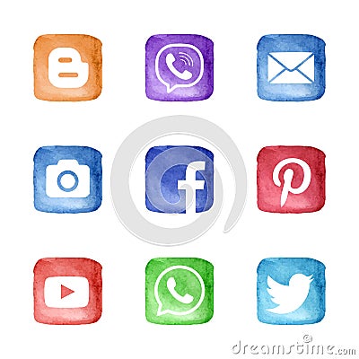 Social media network icons set Vector Illustration