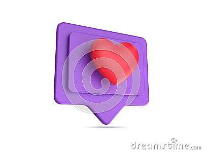 Social media network like icon. Internet sign and symbol with heart. 3D render Stock Photo