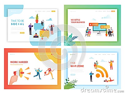 Social Media Networking Concept Landing Page Vector Illustration