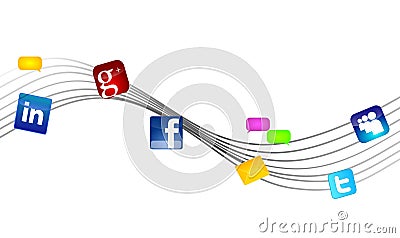 Social Media Networks Cartoon Illustration