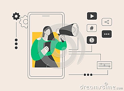 Social media news and tips abstract concept vector illustration. Vector Illustration