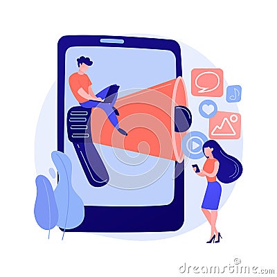 Social media news and tips abstract concept vector illustration. Vector Illustration