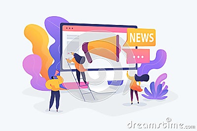 Social media and news tips, smart city concept illustration. Vector Illustration