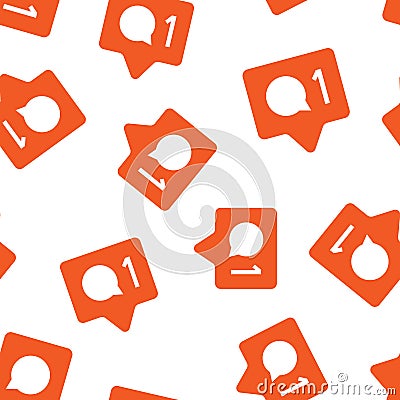 Social media notification sign icon seamless pattern background. Like, comment, follow vector illustration on white isolated Vector Illustration