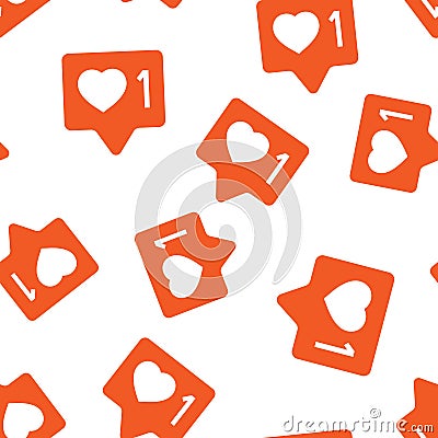 Social media notification sign icon seamless pattern background. Like, comment, follow vector illustration on white isolated Vector Illustration