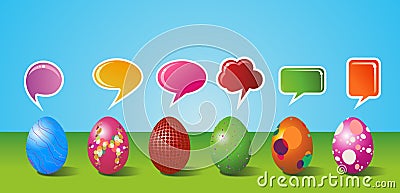 Social media painted Easter egg set Vector Illustration