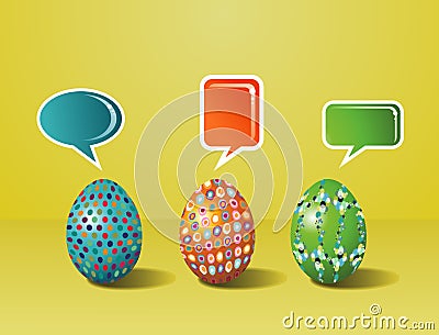 Social media painted Easter interaction Vector Illustration