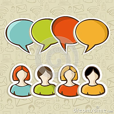 Social media people connection over pattern Vector Illustration
