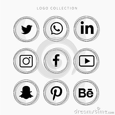 Social media popular logo collection Editorial Stock Photo