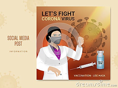 social media posts for instructions to prevent corona virus Vector Illustration