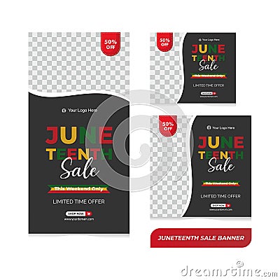 Social media post template for Juneteenth day, Celebration freedom Vector Illustration