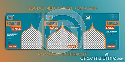 Social media post template for ramadan month promotion sale Vector Illustration