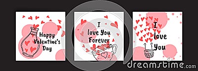 Social media post templates for Valentine\'s Day. card collection for valentines day Stock Photo
