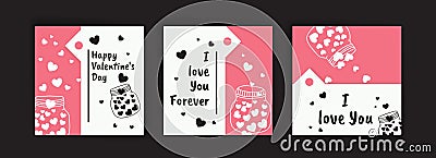 Social media post templates for Valentine\'s Day. card collection for valentines day Stock Photo