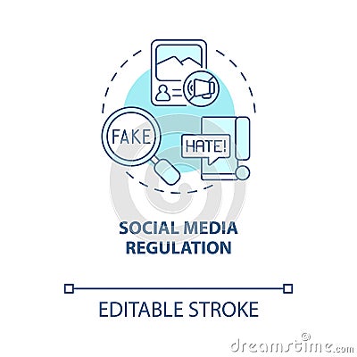 Social media regulation blue concept icon Vector Illustration