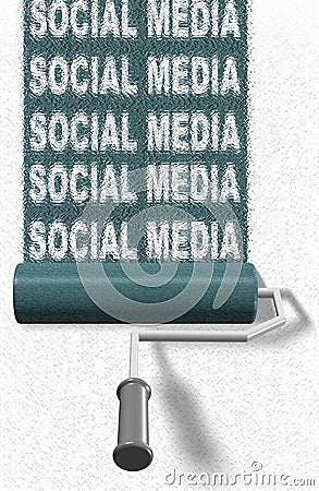 Social media roller brush Stock Photo