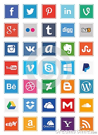 Social Media Square Icons (Set 2) Vector Illustration