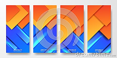 Social Media Stories Modern vibrant geometric orange and blue duotone abstract gradient concept cover poster banner template for Vector Illustration