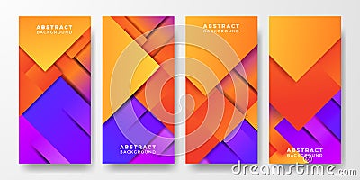 Social Media Stories Modern vibrant geometric orange and blue purple violet duotone abstract gradient concept cover poster banner Vector Illustration