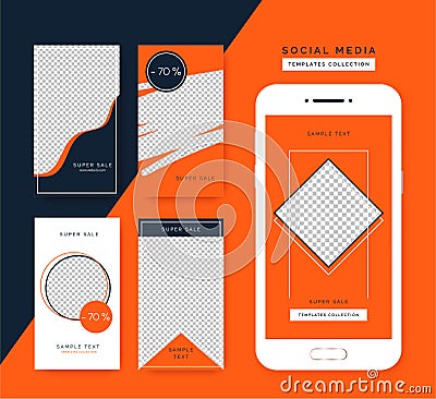 Social media stories templates set. Trendy backgrounds for social media, smartphone app. Vector Illustration