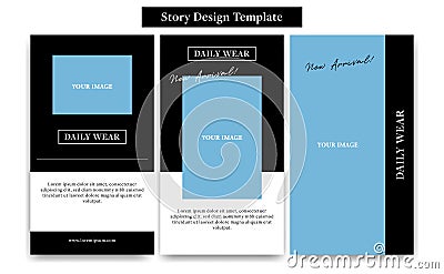 Social Media Story design template in black white classic style for fashion, promotion, or flyer ads banner Vector Illustration