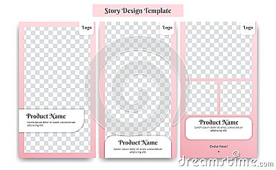 Instagram story design template modern rose pink color soft and feminine for female woman related product promotion ads Vector Illustration