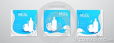 Social media template for fresh milk Vector Illustration