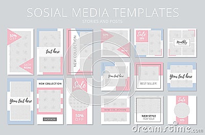 Social media templates stories and posts Vector Illustration