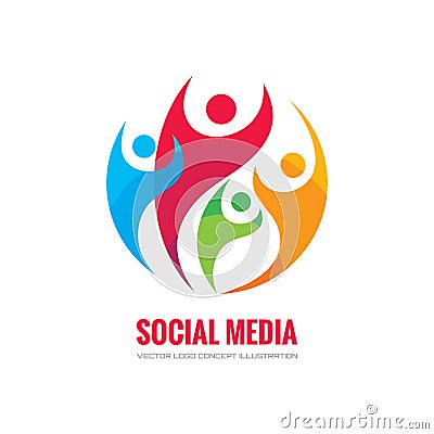 Social media - vector logo concept illustration. Human character logo. People logo. Abstract people logo. Vector logo template. Vector Illustration