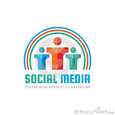 Social media - vector logo template concept illustration. Human character. People sign. Partnership teamwork icon. Vector Illustration