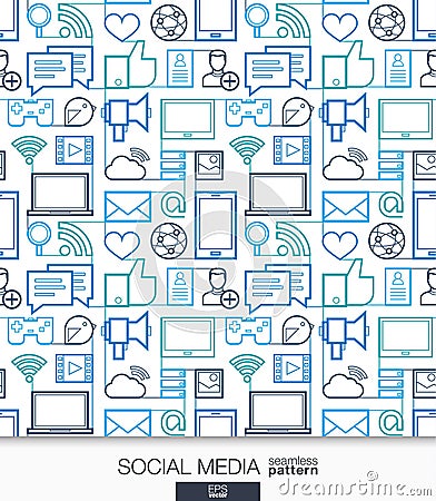 Social Media wallpaper. Network communication seamless pattern. Vector Illustration