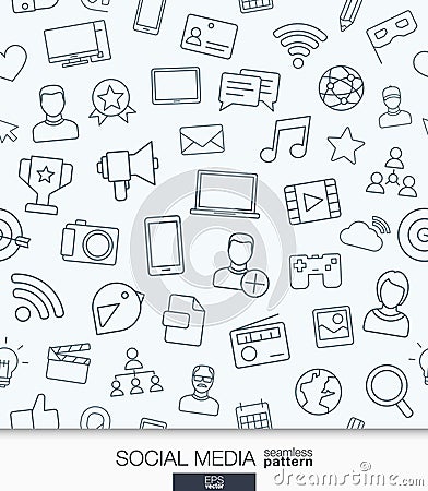 Social Media wallpaper. Network communication seamless pattern. Vector Illustration