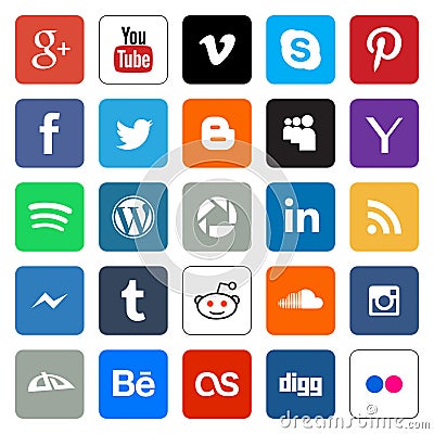 Social media web buttons Vector Illustration