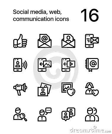 Social media, web, communication icons for web and mobile design pack 2 Vector Illustration