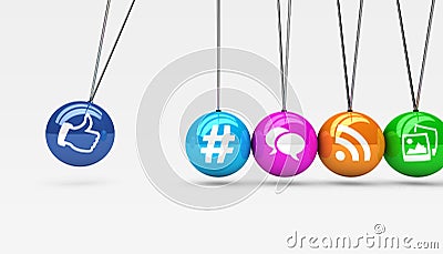 Social Media Web Icons Concept Cartoon Illustration