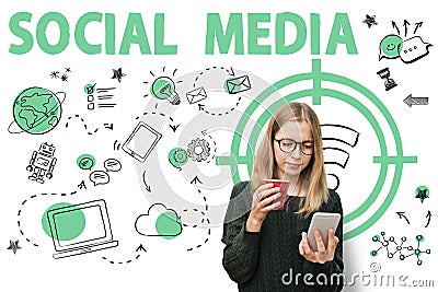 Social Media Word Wifi Signal Concept Stock Photo