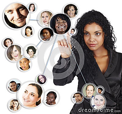 Social network of African American businesswoman Stock Photo