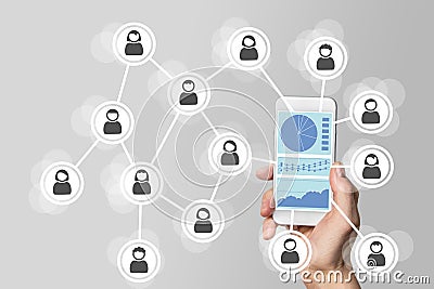Social network big data analysis concept on mobile device Stock Photo