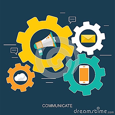 Social network and chatting banner. Global communication, e mailing, web calls. Flat vector Cartoon Illustration