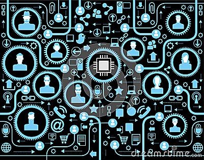 Social network communication in the global computer networks Vector Illustration